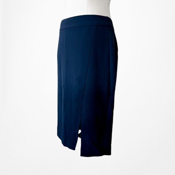 Vintage Y2K Navy Blue Knee Length Straight Pencil Bodycon Skirt W/ Slit Size S/M - Picture 4 of 7